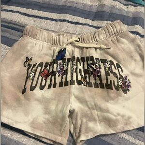 Cream and Black Your Highness Cotton Graphic Shorts